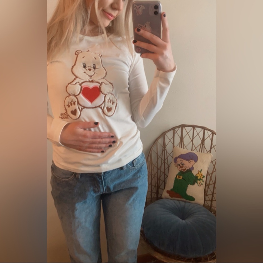 Vintage CareBear Textured Long Sleeve Top Y2k